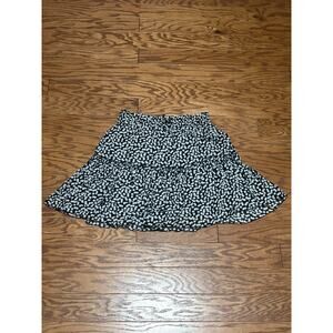 Alelly Women's Black Blue High Waisted Bohemian Ruffle Floral Lined Skirt Sz L